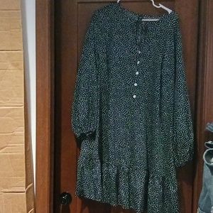 Shein 2xl long sleeve navy polka dot dress